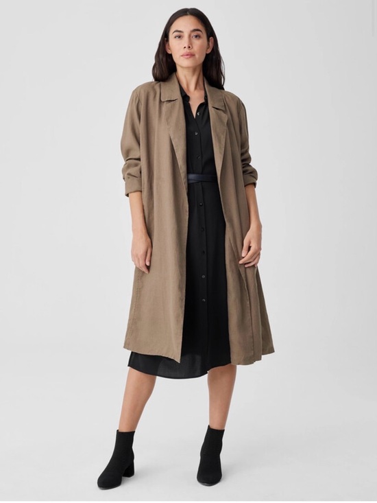 Zara Jackets & Blazers - Zara Womens Linen Khaki Long Trench Coat